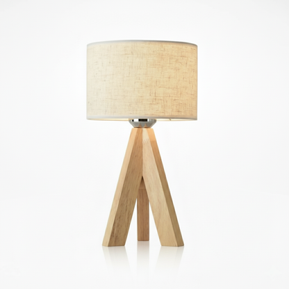 Zelqui TriloGlow, Modern Wood & Linen Accent Lamp