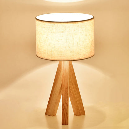 Zelqui TriloGlow, Modern Wood & Linen Accent Lamp