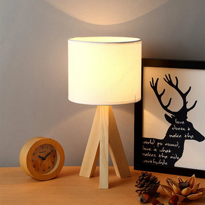 Zelqui TriloGlow, Modern Wood & Linen Accent Lamp